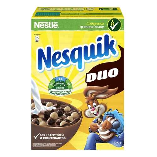 Готовый завтрак шоколадный Nesquik duo 375 г в Магнит