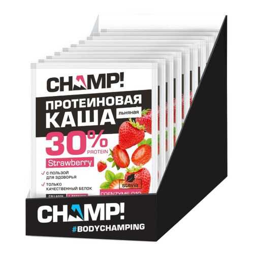 Каша протеиновая Champ льняная клубничная с коэнзимом Q10 шоубокс 10 шт по 40 г в Магнит