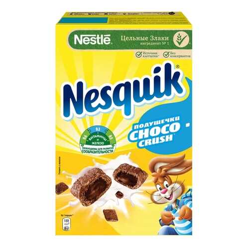 Подушечки Nestle nesquik choco crush с шоколадной начинкой 220 г в Магнит