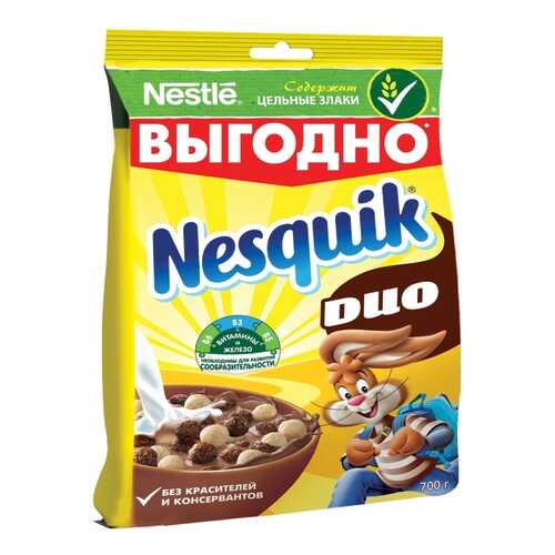 Шоколадные шарики Nesquik duo готовый завтрак 700 г в Магнит