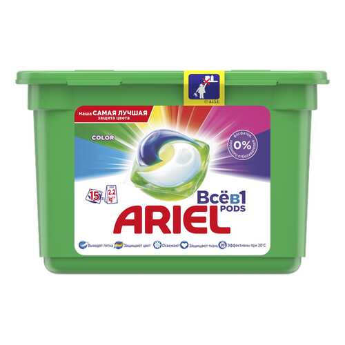 Капсулы для стирки Ariel liquid capsules color&style 15 штук в Магнит