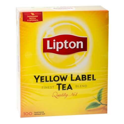 Чай черный Lipton yellow label tea 100 пакетиков в Магнит