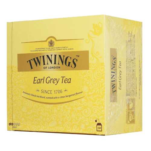 Чай черный Twinings эрл грэй байховый с ароматом бергамота пакетированный 50 пакетиков в Магнит