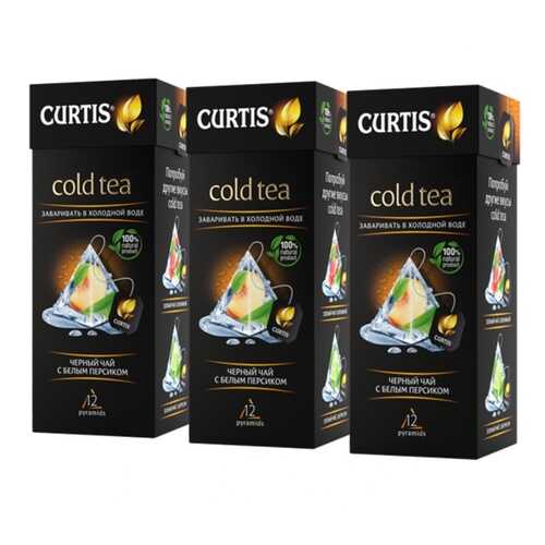 Чай Curtis Cold Tea, чёрный с белым персиком, 12 пирамидок х 3 упаковки в Магнит