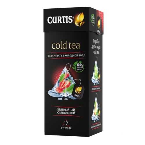 Чай Tea.ru Curtis Cold Tea. Зеленый чай с клубникой, чёрный с добавками, 12 пирамидок в Магнит