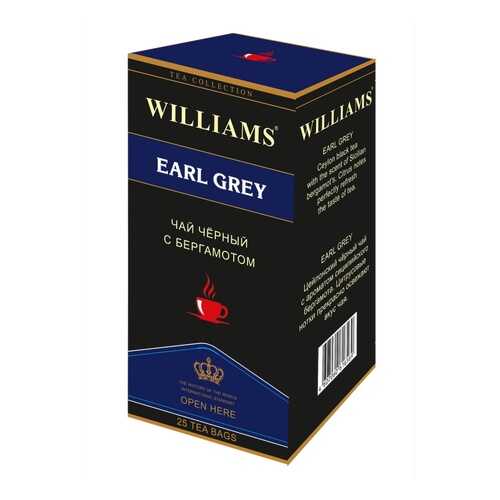 Чай Williams Earl Grey, черный цейлонский с бергамотом, 25 пакетиков в Магнит