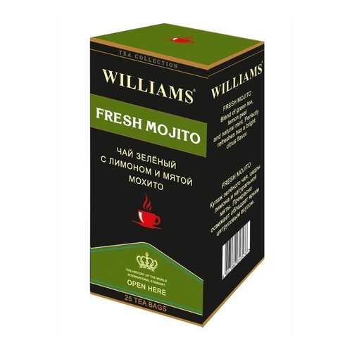 Чай Williams Fresh Mojito, зеленый с лимоном и мятой мохито, 25 пакетиков в Магнит