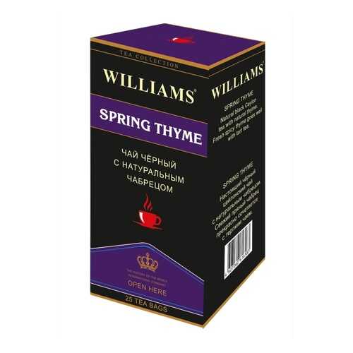 Чай Williams Spring Thyme, черный цейлонский с натуральным чабрецом, 25 пакетиков в Магнит