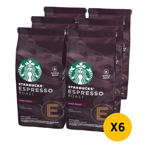 STARBUCKS Dark Esrpesso Roast кофе в зернах 6 штук по 200г в Магнит