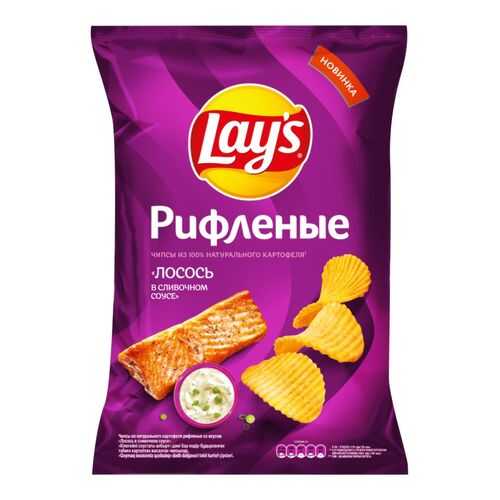 Чипсы Lay's рифленые из натурального картофеля лосось в сливочном соусе 150 г в Магнит