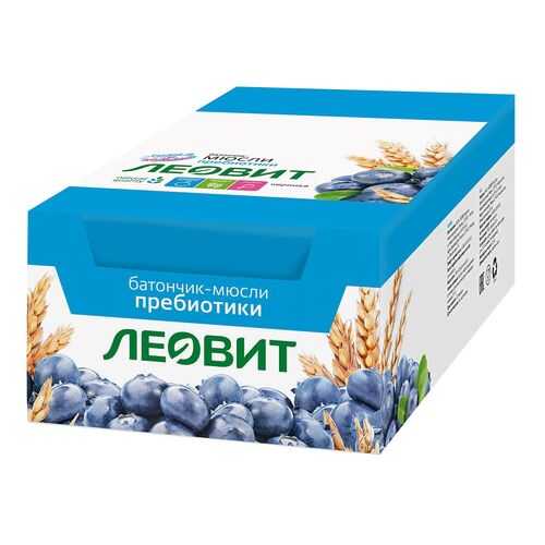 Батончик-мюсли Леовит с черникой и лютеином шоубокс 26 шт по 30 г в Магнит