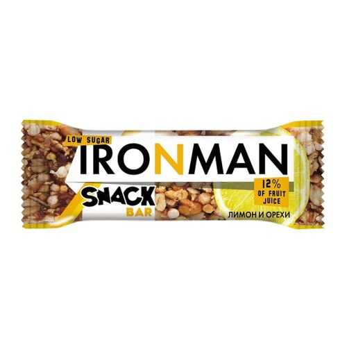 Батончик Snack Bar Ironman лимон, орехи и темная глазурь без сахара 40 г в Магнит