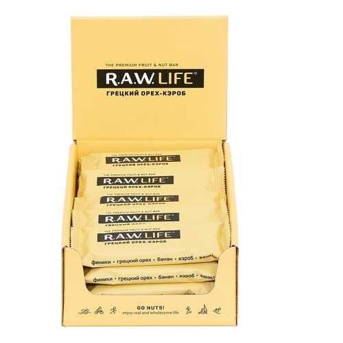 R.A.W. LIFE Орехово-фруктовые батончики 47 г, 20 шт, вкус: грецкий орех-кэроб в Магнит