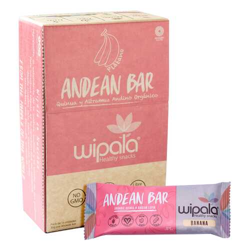 Злаково-фруктовые батончики Wipala Snacks банан-киноа 16 шт по 35 г в Магнит