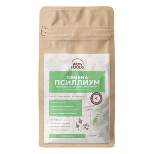 Псиллиума, семена WOWFOODS молотые цельные семена подорожника 350 г в Магнит