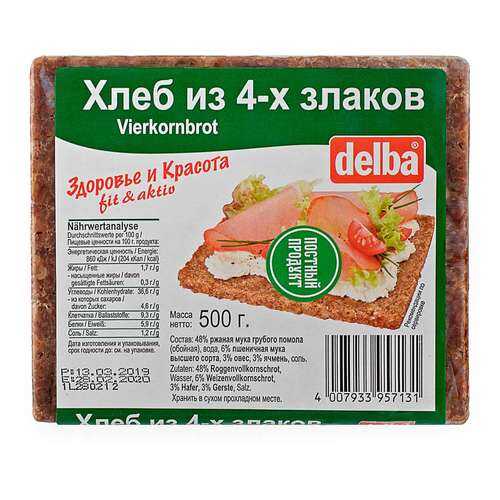 Хлеб Delba из 4-х злаков, 500 гр. в Магнит