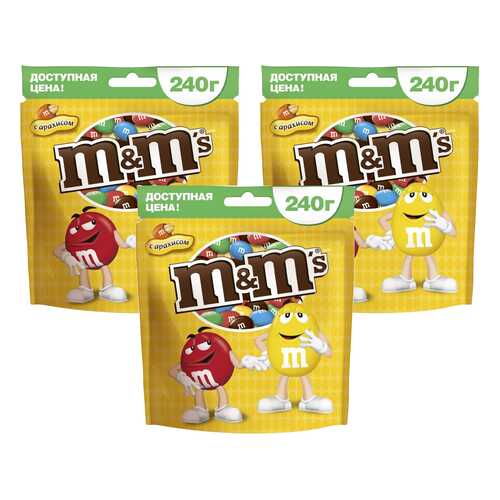 M&M`s конфеты Арахис 240 гр 3 упаковки в Магнит