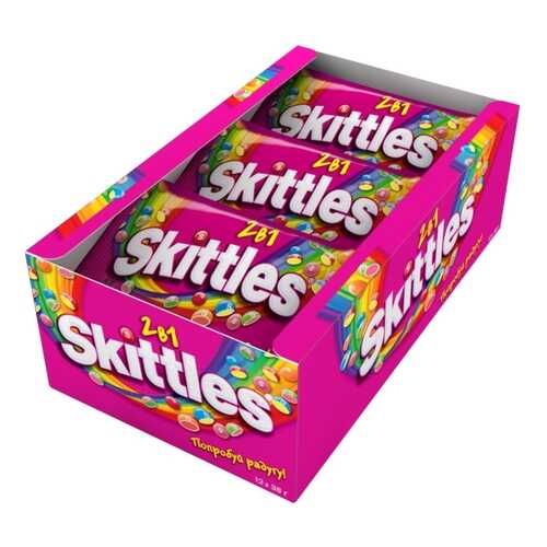 Освежающие конфеты Skittles 2в1 38 г 12 штук в Магнит