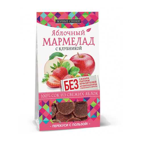 Мармелад яблочный Живые снеки с клубникой 90 г в Магнит