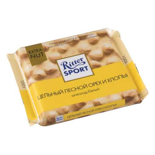 Шоколад белый Ritter Sport extra nut цельный лесной орех и хлопья 100 г в Магнит