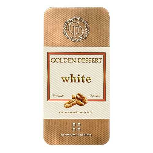 Шоколад Golden Dessert White белый с грецким орехом и хрустящими шариками 95 г в Магнит