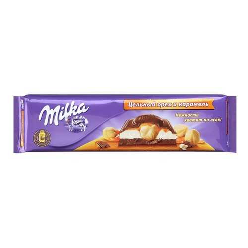 Шоколад молочный Milka цельный орех и карамель 300 г в Магнит