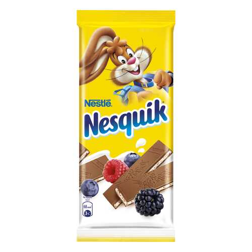 Шоколад молочный Nesquik с молочной начинкой, ягодами и злаками 100 г в Магнит