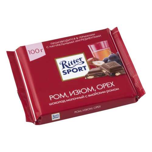 Шоколад молочный Ritter Sport ром изюм орех 100 г в Магнит