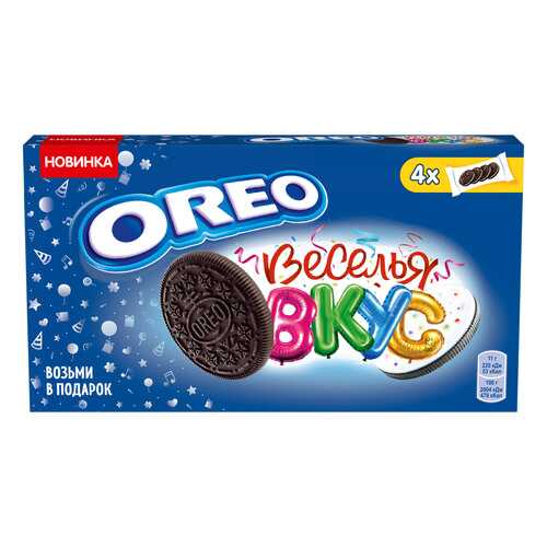 OREO печенье с какао и начинкой карамель/цв посыпка 176г в Магнит