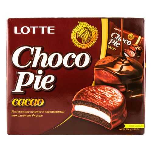 Печенье Lotte choko pie cacao с насыщенным шоколадным вкусом 336 г в Магнит