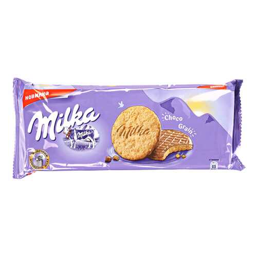 Печенье овсяное Milka с молочным шоколадом 168 г в Магнит