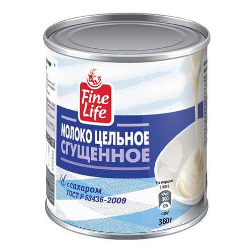 Молоко Fine Life цельное сгущенное 8.5% с сахаром гост 380 г в Магнит