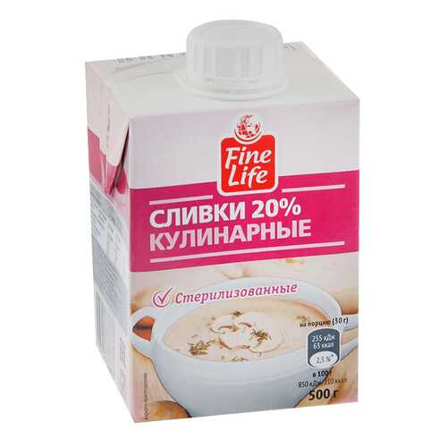 Сливки Fine Life кулинарные стерилизованные 20% 500 г в Магнит