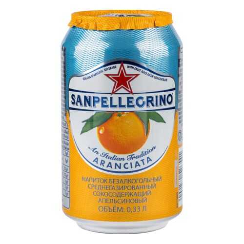 Напиток Sanpellegrino апельсиновый среднегазированный жестяная банка 0.33 л в Магнит